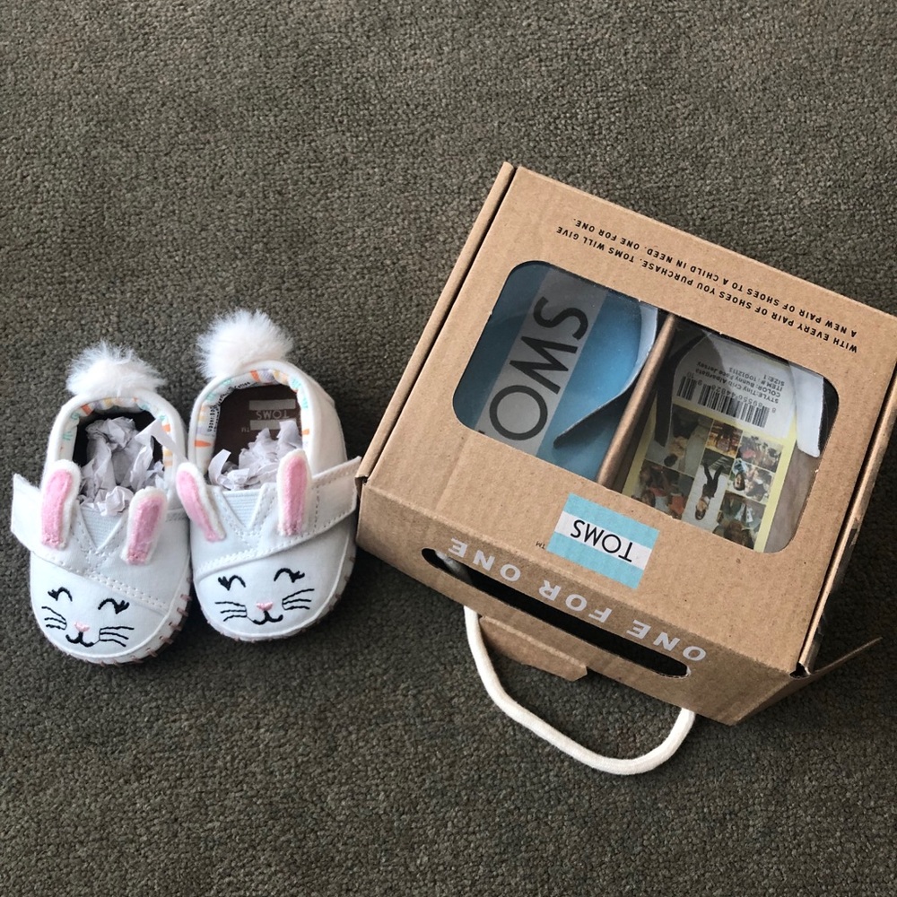 Size 1 Toms bunny crib shoes